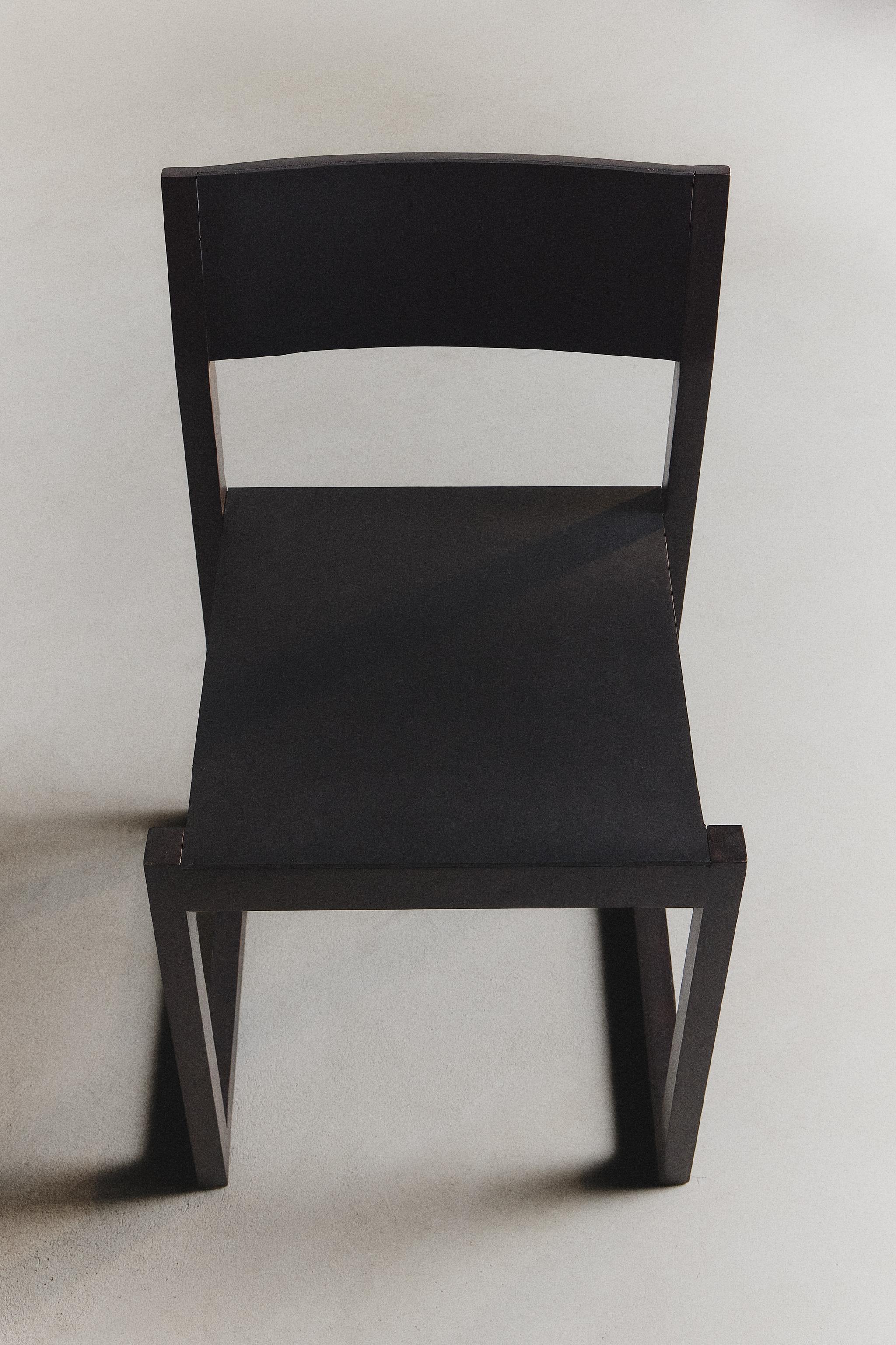 WOOD AND LEATHER FRAME CHAIR